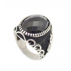 Handmade Men's Ring Textured 925 Sterling Silver Black Onyx Gem Stone P 479